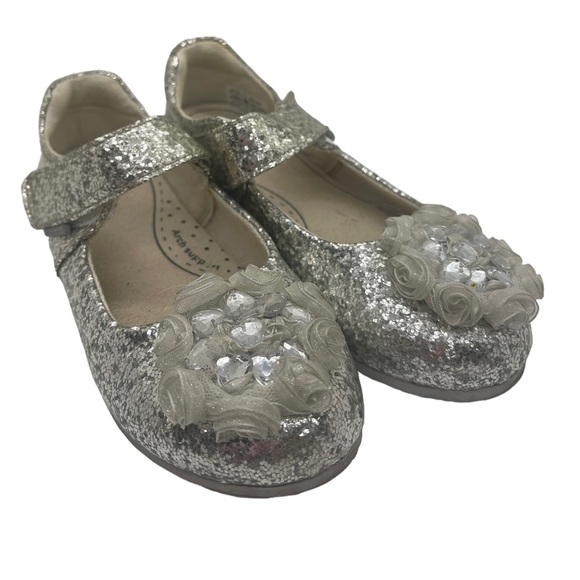 Pediped slip on glitter & flower maryjane shoes w/adjustable strap size 30 - Picture 2 of 5